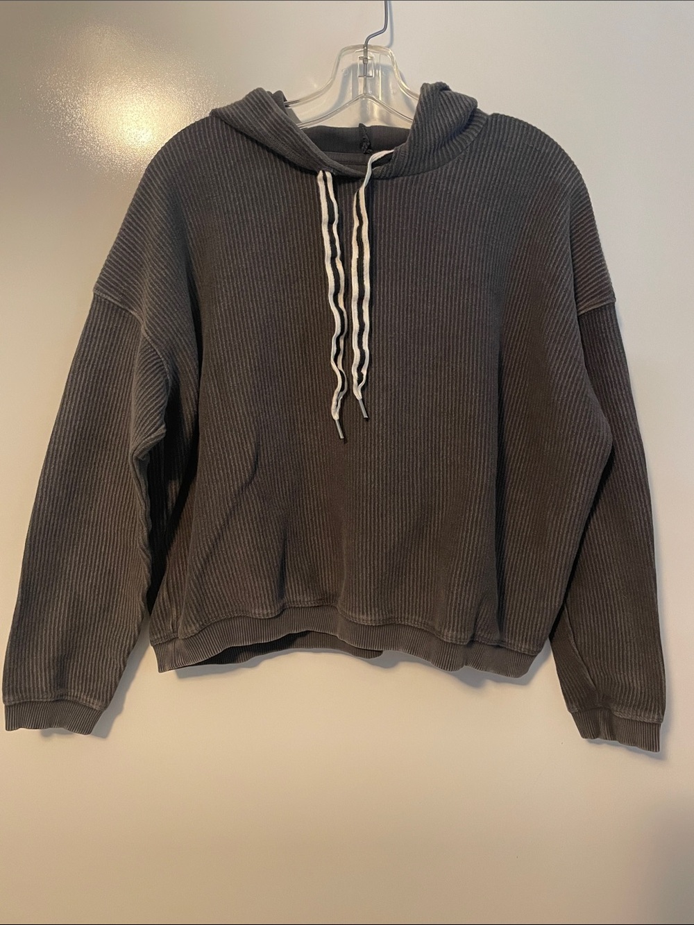 Aerie Women’s Love Corded Hoodie Charcoal Gray Cotton Medium